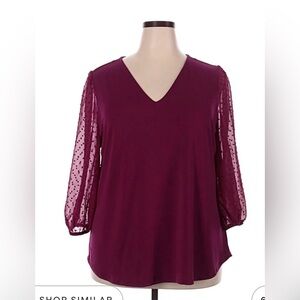 Adrianna Papell Size 1X 3/4 Sleeve Blouse